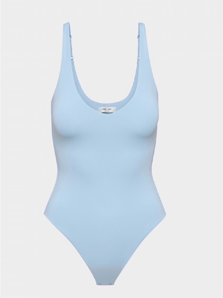 Aritzia Light Blue Scoop Neck One-Piece Swimsuit